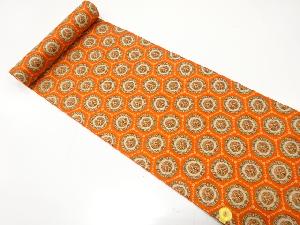 アンティーク　瀬川織物製　丸紋に向かい鳥模様織り出し　名古屋帯地反物